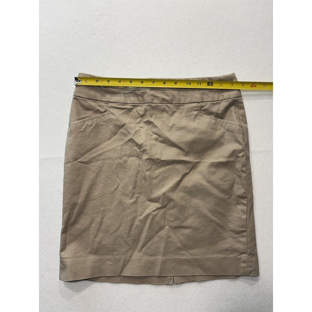 Banana Republic Skirt Womens 4 Beige Stretch Twill Knee Length Pencil Work