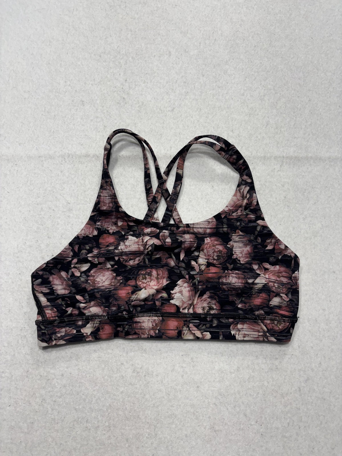 Lululemon Sports Bra Womens 8 Multicolor Floral Strappy Crossback Yoga Athletic