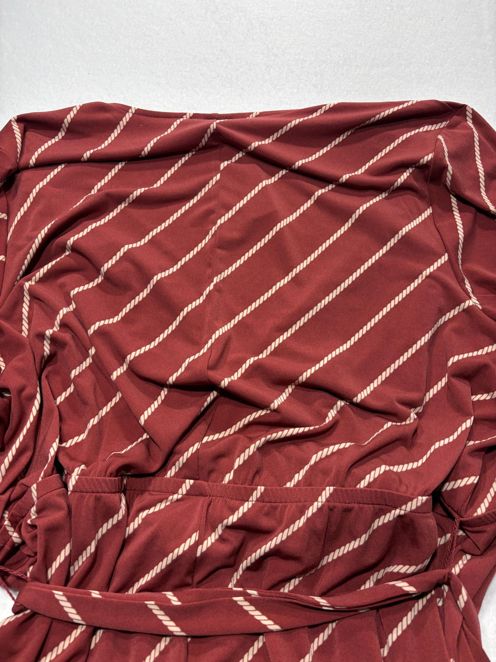 Lane Bryant Dress Womens 22/24 Red Stripe V Neck Wrap Belted 3/4 Sleeve Jersey