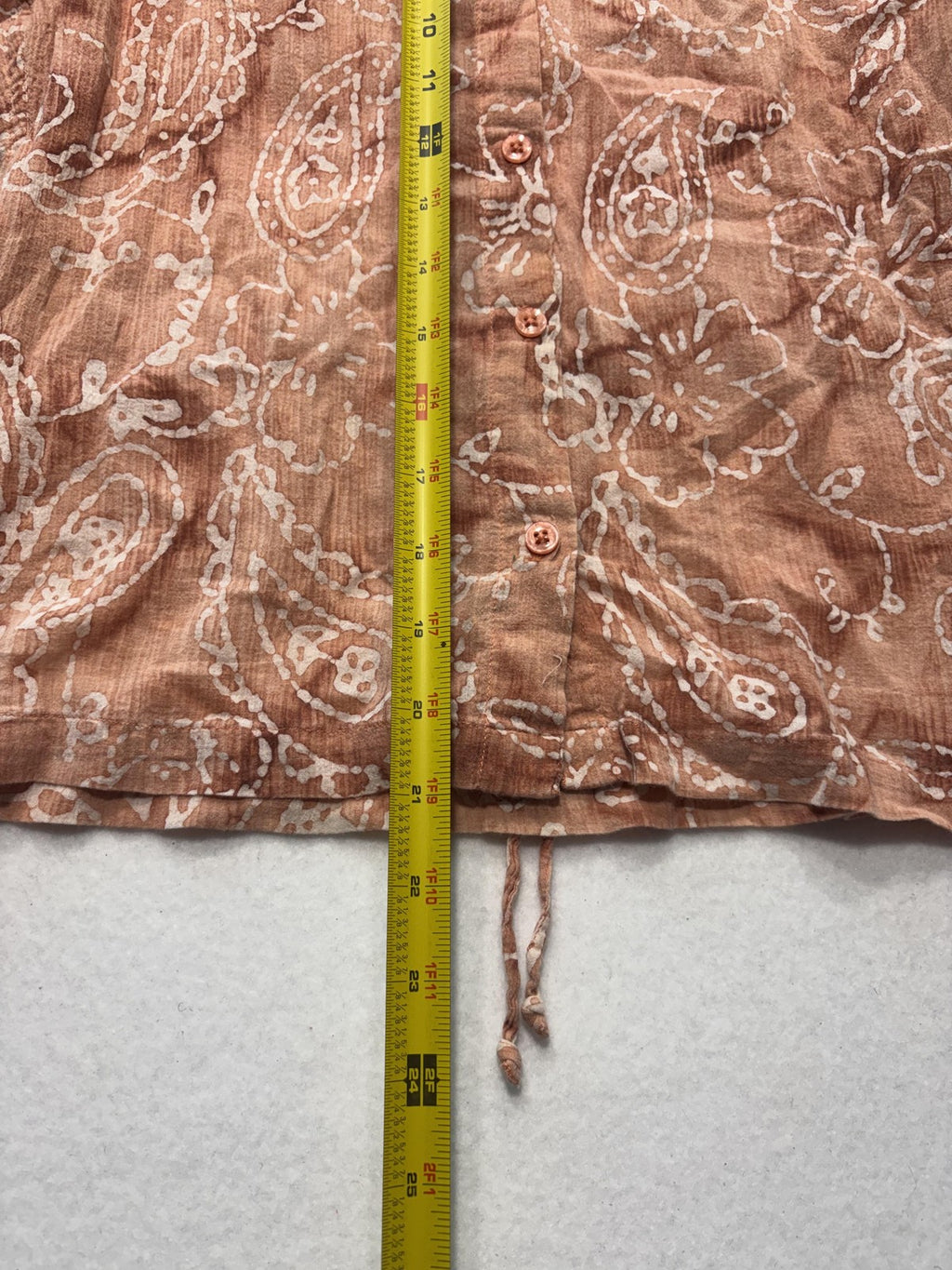 Columbia Blouse Womens Small Brown Paisley 3/4 Sleeve Tunic Button Front Cotton