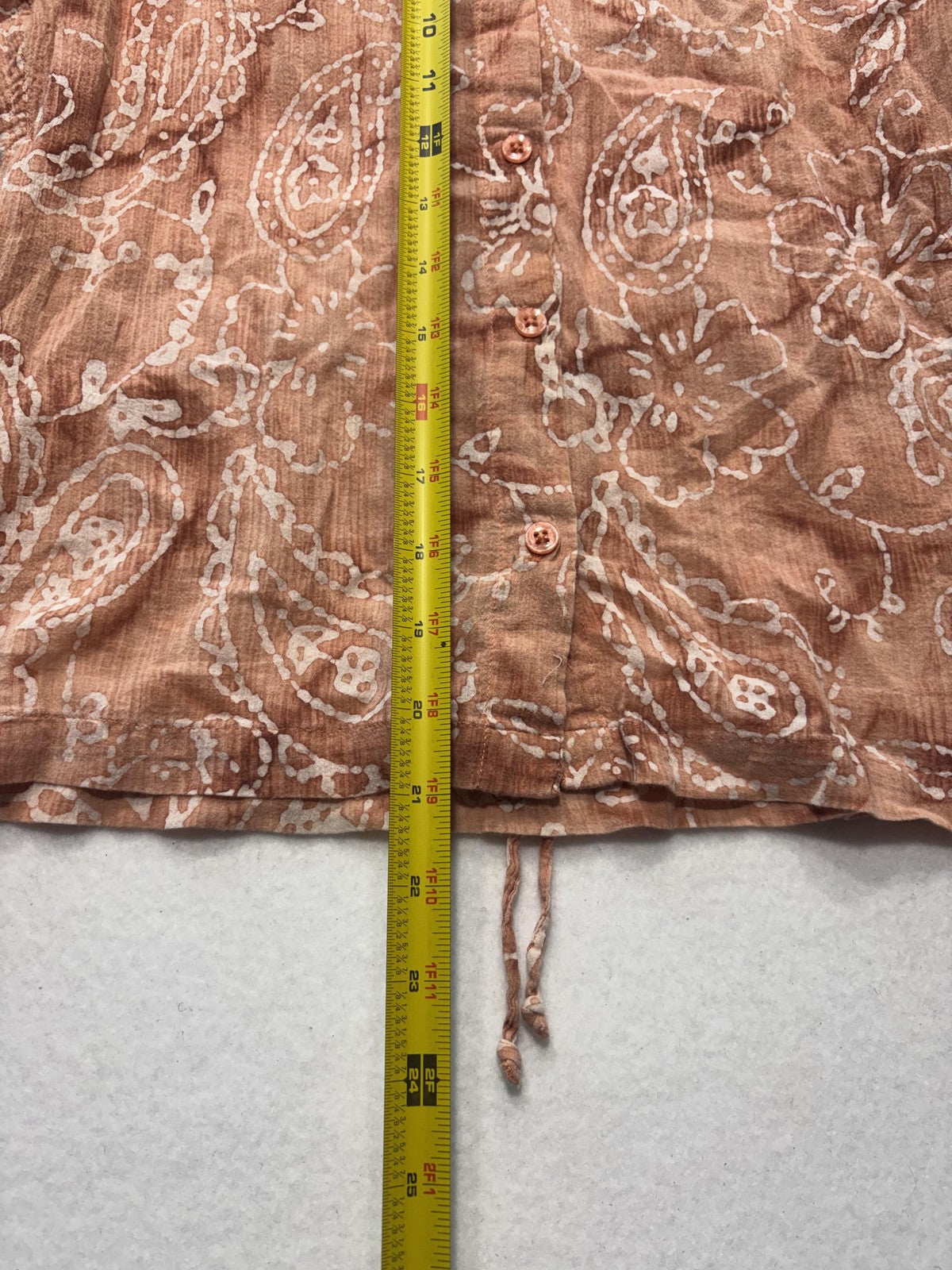 Columbia Blouse Womens Small Brown Paisley 3/4 Sleeve Tunic Button Front Cotton