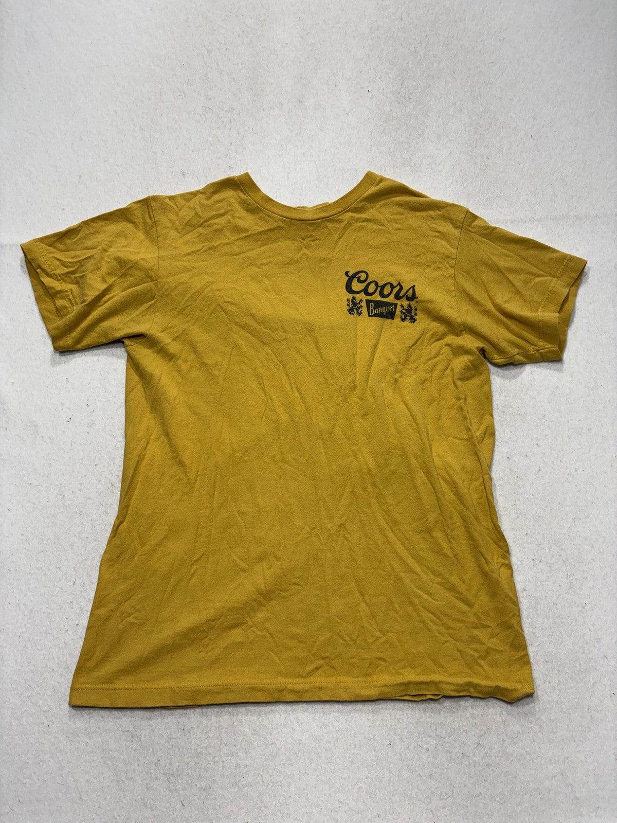 Tee Luv Shirt Mens Medium Yellow Coors Banquet Beer Golden Colorado Graphic Tee