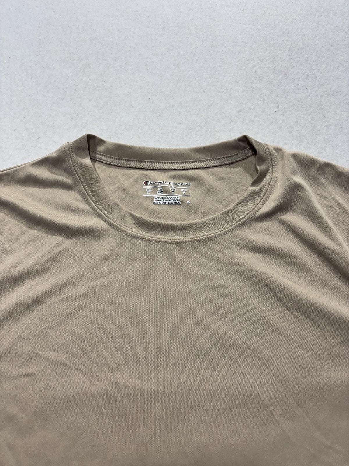 Champion Performance Shirt Mens Medium Beige Short Sleeve Athletic CW22 T-Shirt