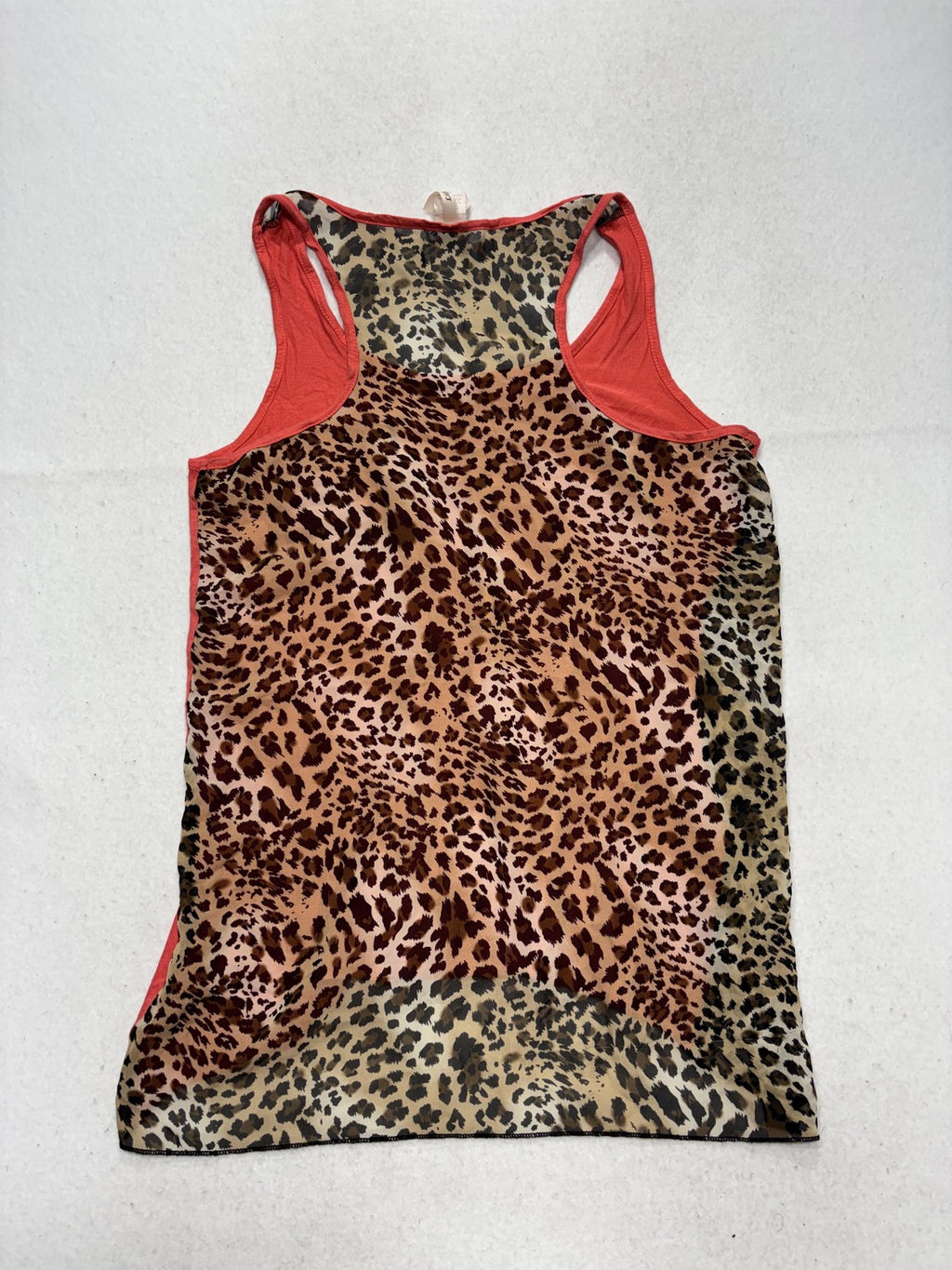 Lilypad Tank Top Womens Small Red Leopard Print Scoop Neck Racerback Pocket USA