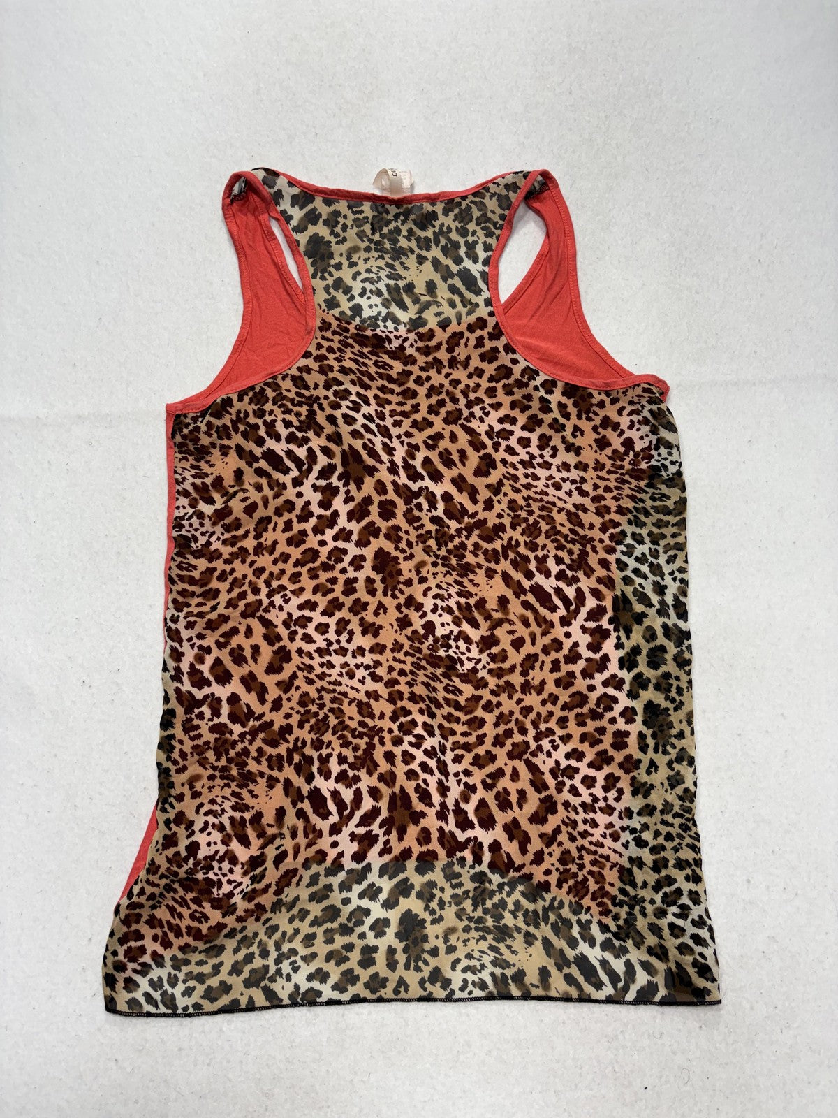 Lilypad Tank Top Womens Small Red Leopard Print Scoop Neck Racerback Pocket USA