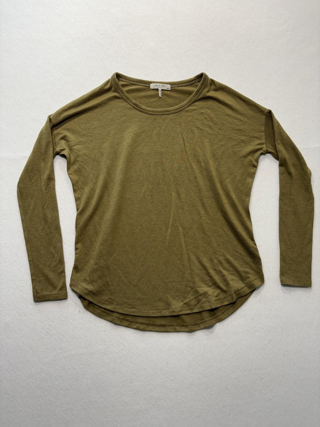 Rag & Bone Shirt Womens XS Green Crew Neck Long Sleeve Jersey Basic Tee