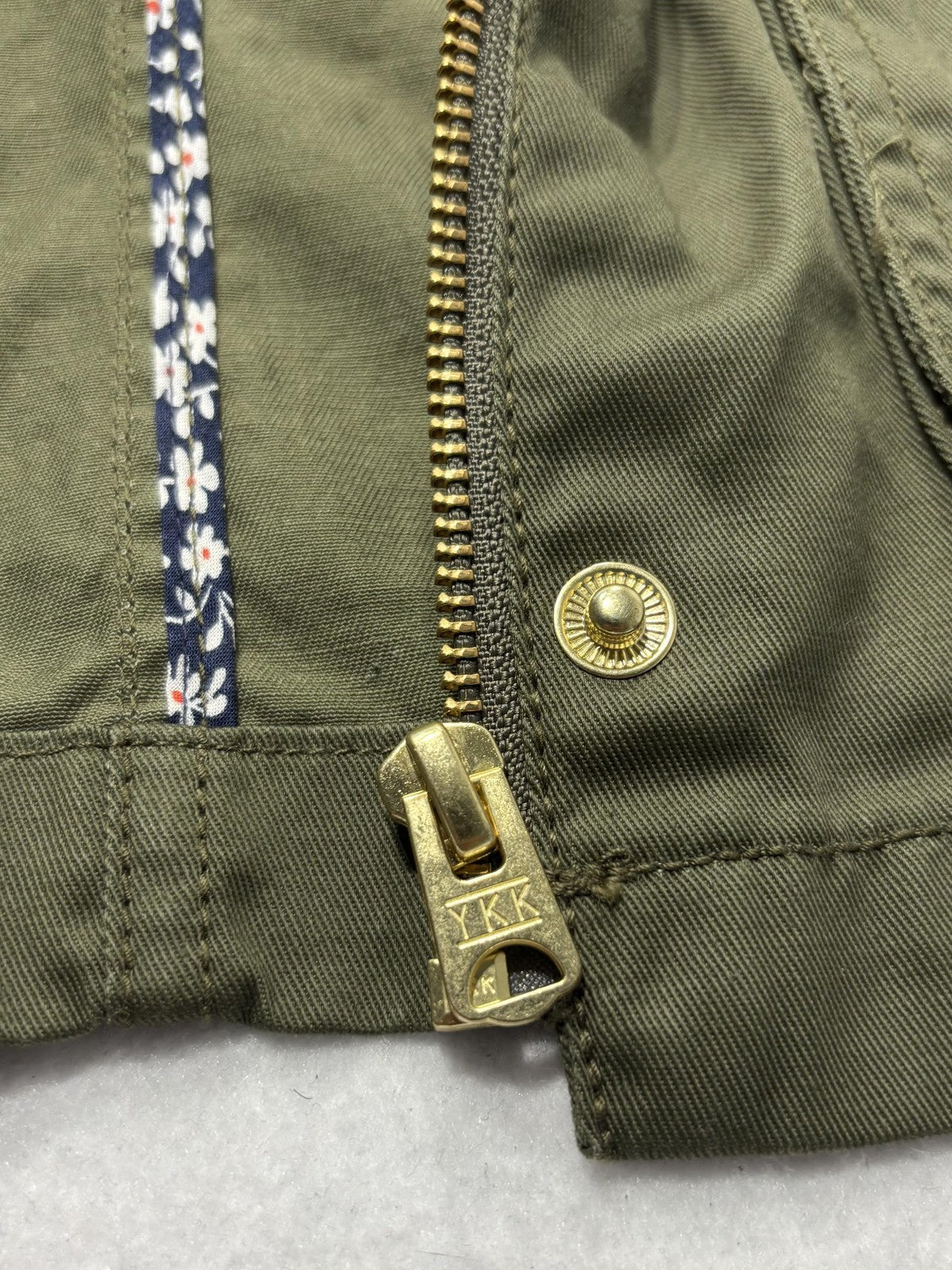 J.Crew Jacket Womens XS Green Utility Military Corduroy Collar Full Zip Pockets