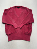 Liz Sport Sweater Womens Medium Pink V Neck Raglan Knit Pockets Chunky