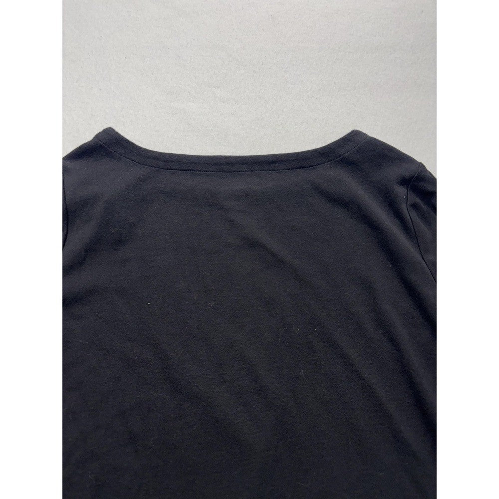 Chico's Shirt Womens 2 Black Boat Neck 3/4 Sleeve Cotton Jersey Tee Casual Top