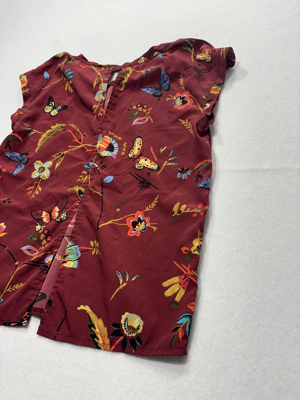 Abercrombie & Fitch Essentials Blouse Womens XS Red Floral Butterfly Print Boho