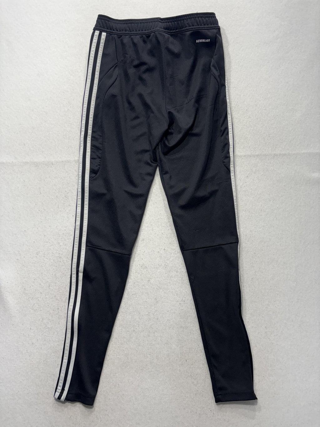 Adidas Track Pants Mens XS Black AEROREADY Elastic Waist Side Stripe Tapered