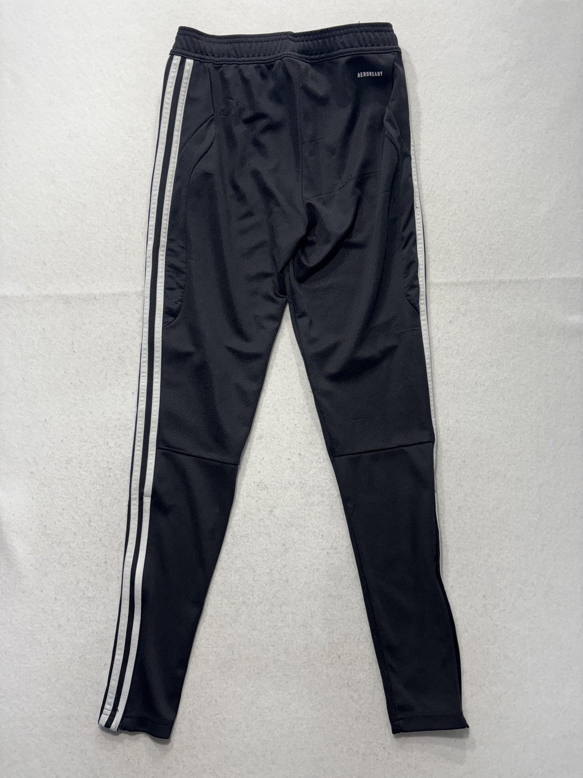Adidas Track Pants Mens XS Black AEROREADY Elastic Waist Side Stripe Tapered