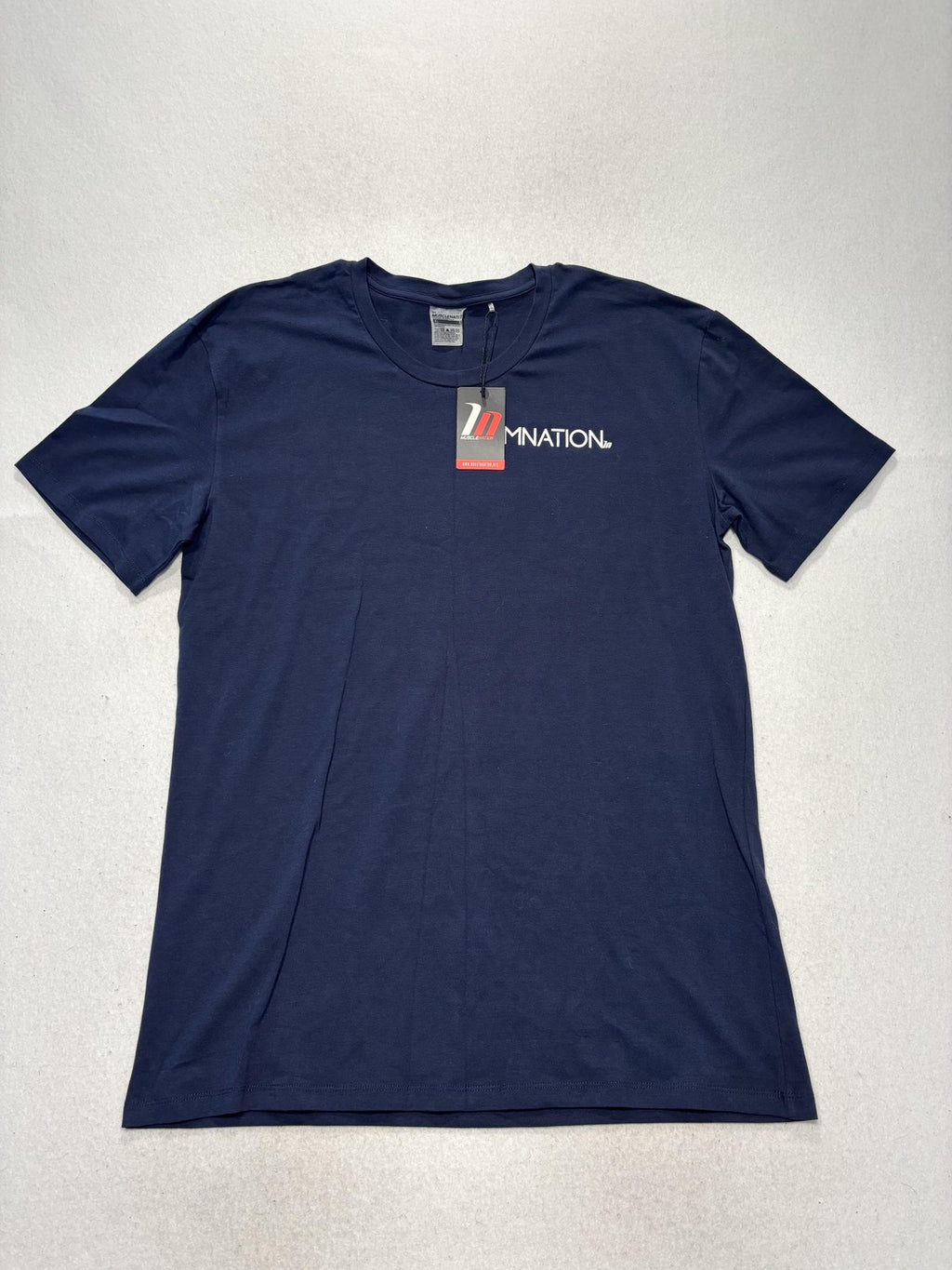 MUSCLENATION Shirt Mens XL Blue Logo Graphic Tee Fitness Gym Athletic Top