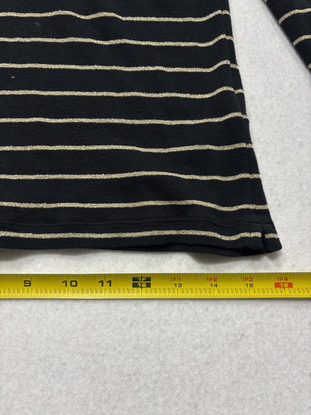 Lauren Ralph Lauren Shirt Womens PM Black Metallic Stripe Crew Neck Long Sleeve