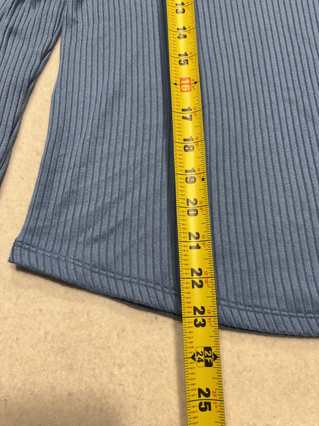 American Eagle Blue Ribbed Crew Neck Long Sleeve Shirt Womens M AEM120605U9A