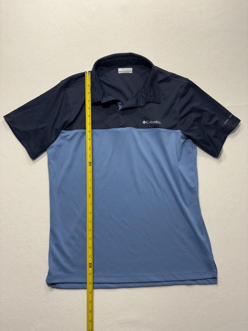 Columbia Omni-Shade Polo Shirt Mens Medium Blue Colorblock Golf UV Protection