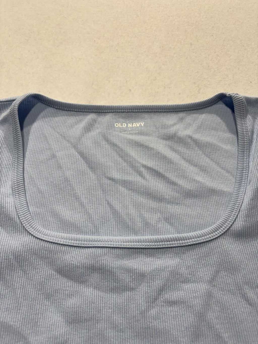 Old Navy Shirt Womens Small Blue Square Neck Short Sleeve Ribbed Tee Stretch