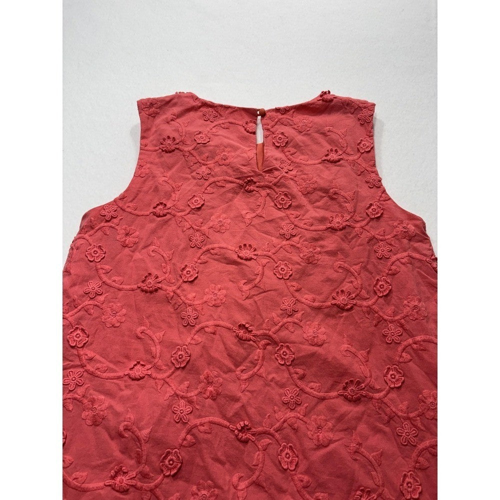 Jude Connally Womens 8 Pink Floral Embroidered Sleeveless Shift Dress 114584