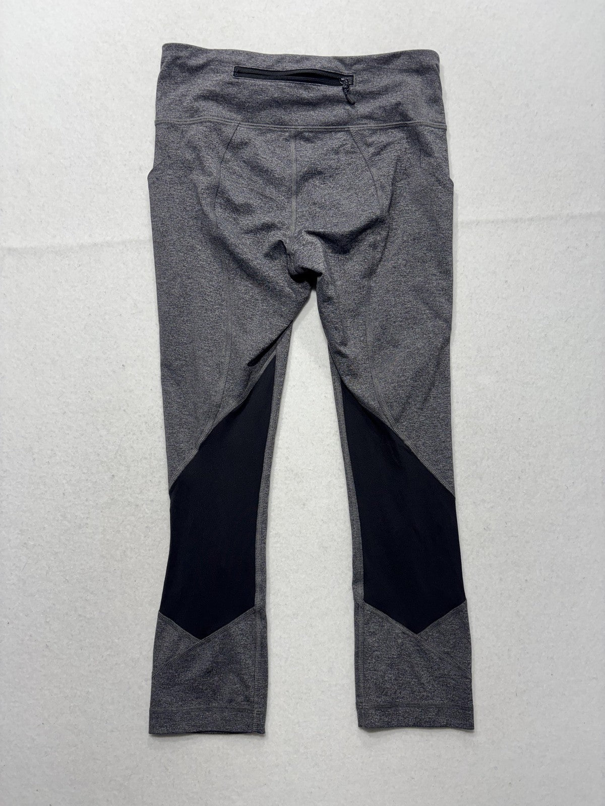 Lululemon Leggings Womens 4 Gray Colorblock Cropped Zip Pocket Running Athletic