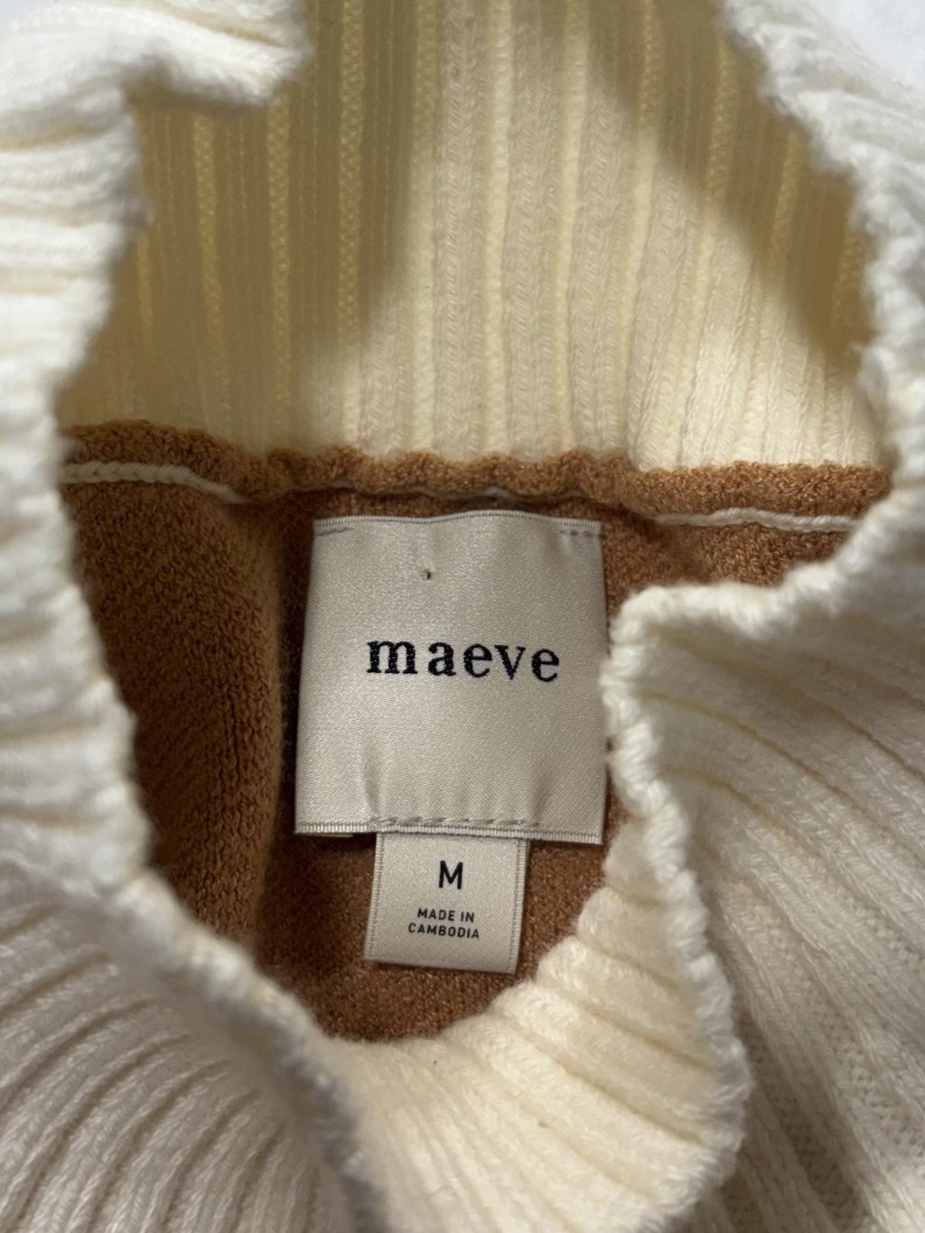 Maeve Sweater Womens Medium Brown Mock Neck Dolman Sleeve Knit Relaxed Pullover