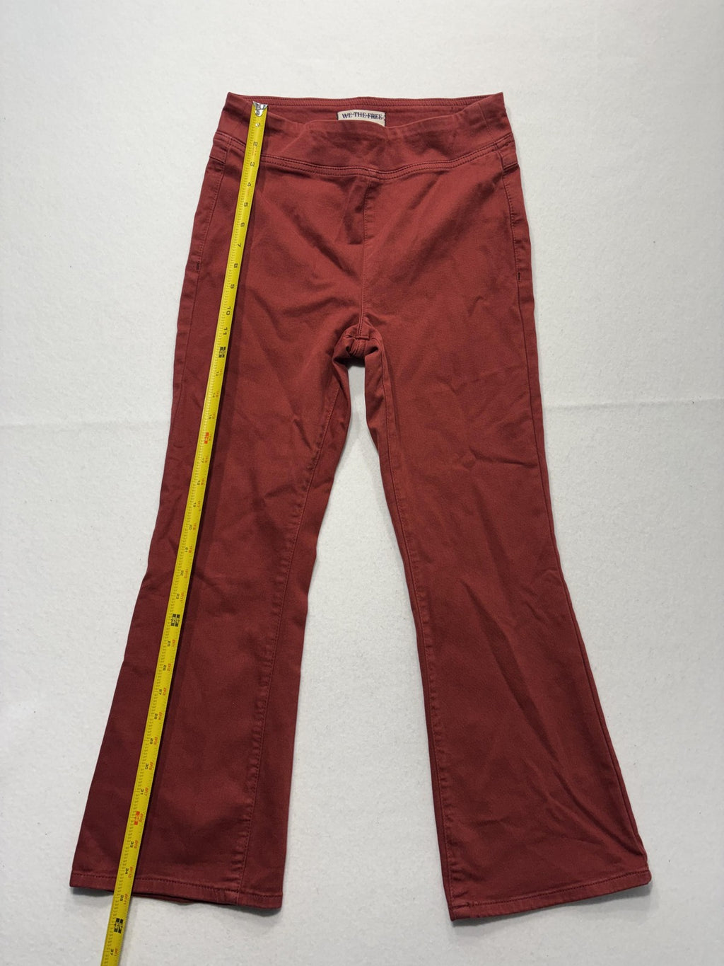We The Free Pants Womens Small Red Twill Jegging Flare Leg Pull On Stretch