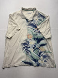 Tommy Bahama Shirt Mens 2XL White Silk Tropical Floral Short Sleeve Button Up