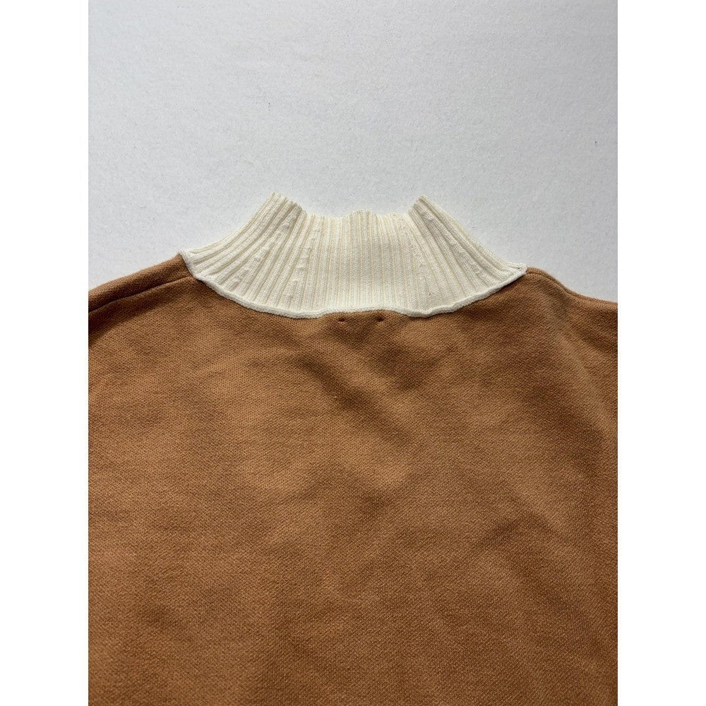 Maeve Sweater Womens Medium Brown Mock Neck Dolman Sleeve Knit Relaxed Pullover
