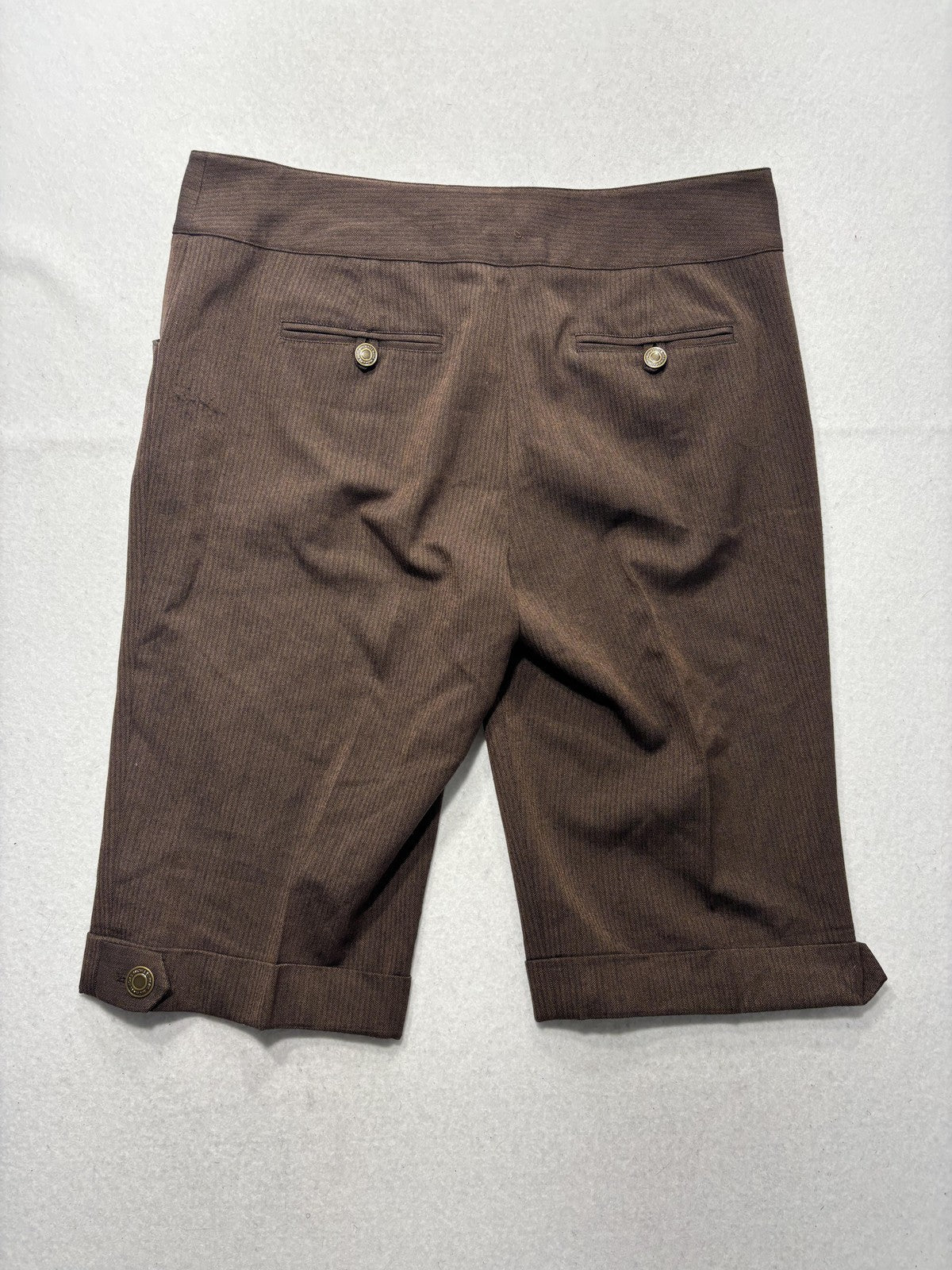 MICHAEL Michael Kors Shorts Womens 10 Brown Herringbone Bermuda Cuffed Twill