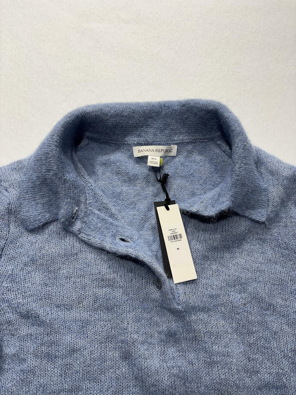 Banana Republic Sweater Womens XS Blue Collared Alpaca Knit Long Sleeve Pullover