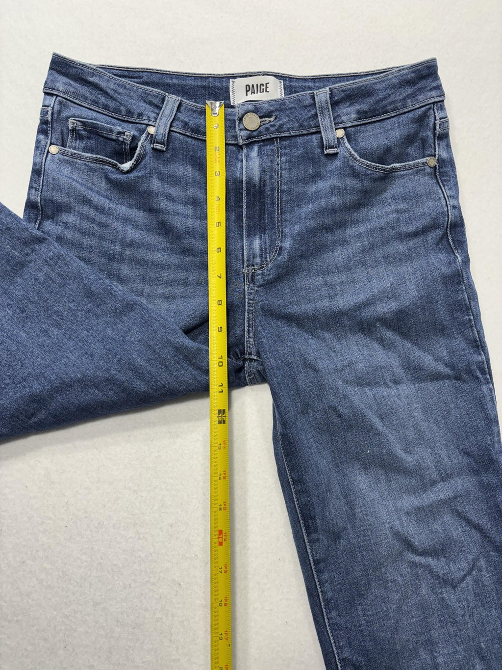 Paige Rory Crop Flare Jeans Womens 28 Blue Medium Wash Raw Hem 28x26 Stretch