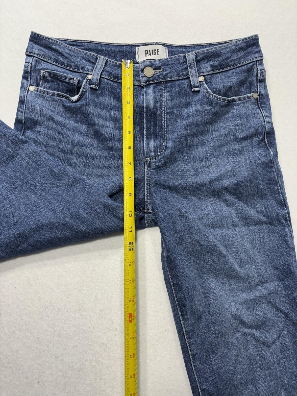 Paige Rory Crop Flare Jeans Womens 28 Blue Medium Wash Raw Hem 28x26 Stretch