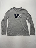 Michael Kors Shirt Mens Large Gray MK Logo Graphic Long Sleeve Crewneck Tee