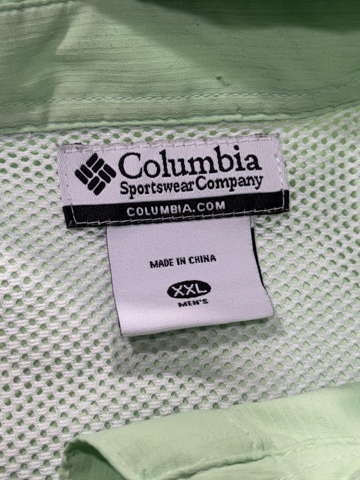 Columbia PFG Shirt Mens 2XL Green Short Sleeve Fishing Button Up Vented UPF 30+