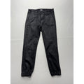 Paige Pants Womens 27 Black Mayslie Coated Denim Jogger Ankle Zip Cuffed Stretch