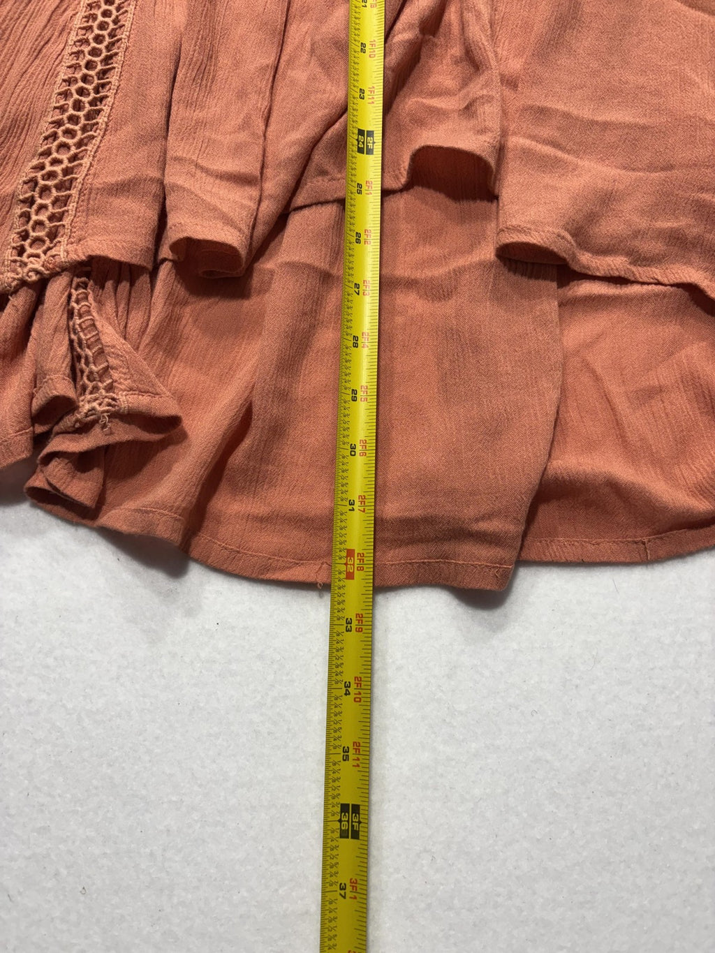 Free People Dress Womens Small Orange Scoop Neck Crochet Long Sleeve Boho Swing
