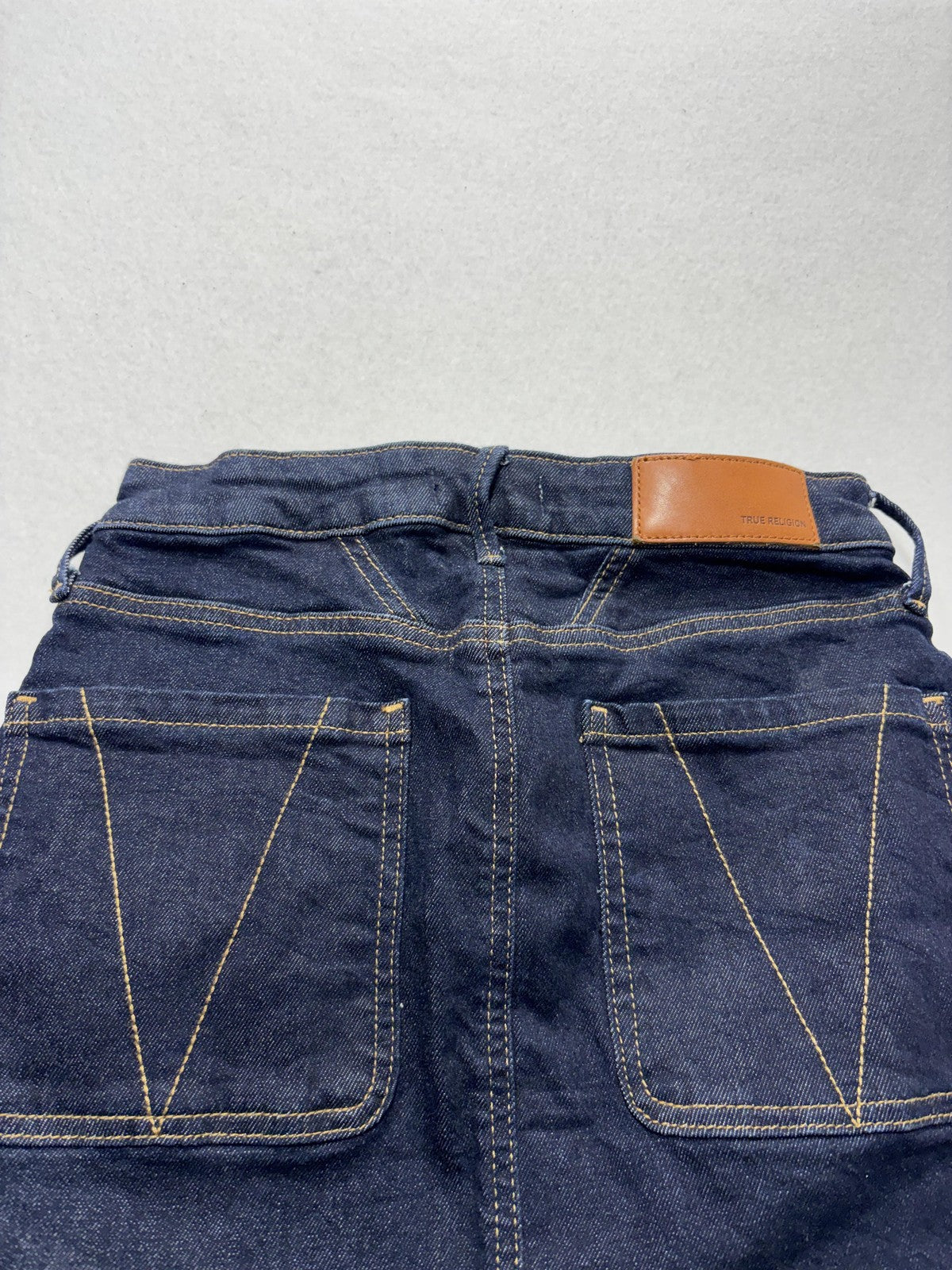 True Religion Skirt Womens 26W Blue Denim Utility Pocket Mini Stretch Casual