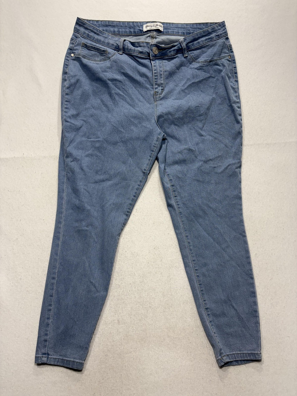 Honey & Bristle Jeans Womens 16 Plus Blue Light Wash High Rise Skinny 36x26.5