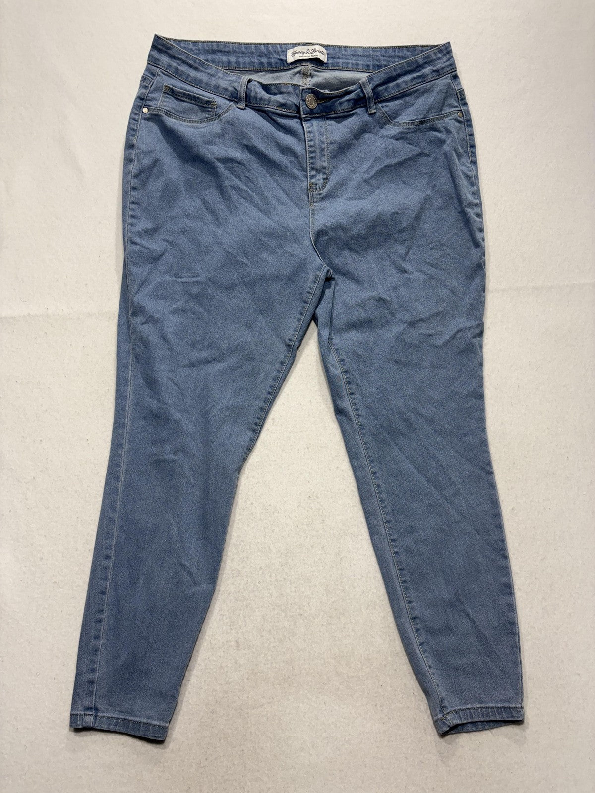 Honey & Bristle Jeans Womens 16 Plus Blue Light Wash High Rise Skinny 36x26.5
