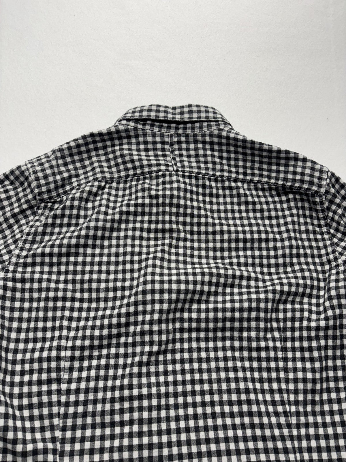 Banana Republic Shirt Mens Large Black Check Soft Wash Lined Button Up Slim