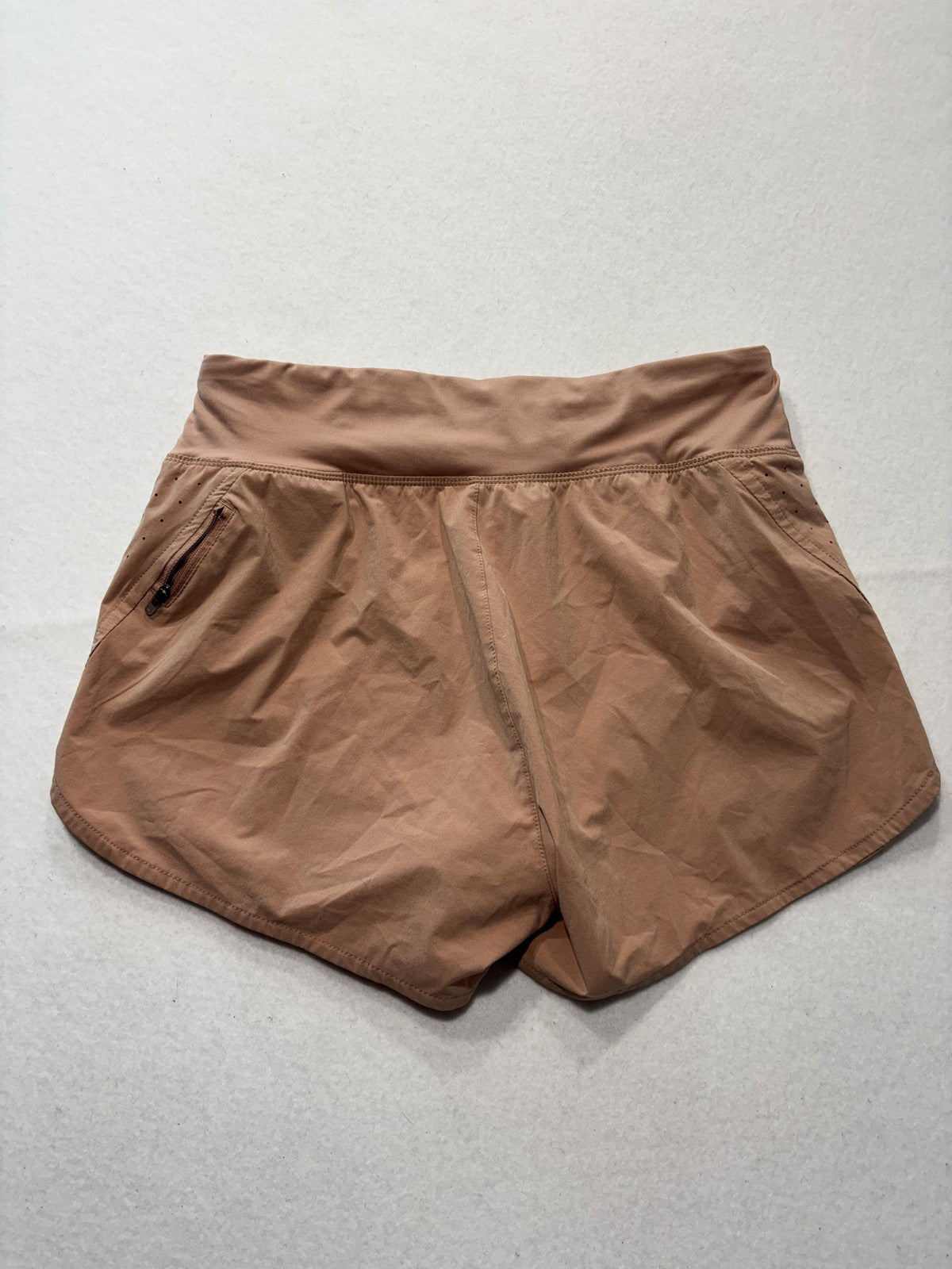 Nike Running Shorts Womens Medium Brown Dri-FIT Lined Zip Pocket Lightweight