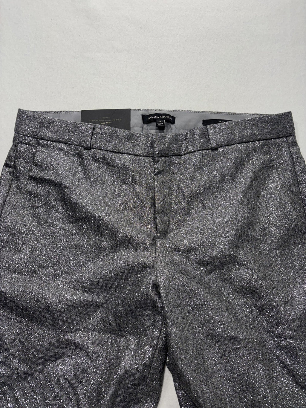 Banana Republic Pants Womens 12 Silver Avery Straight Leg Ankle Glitter Party