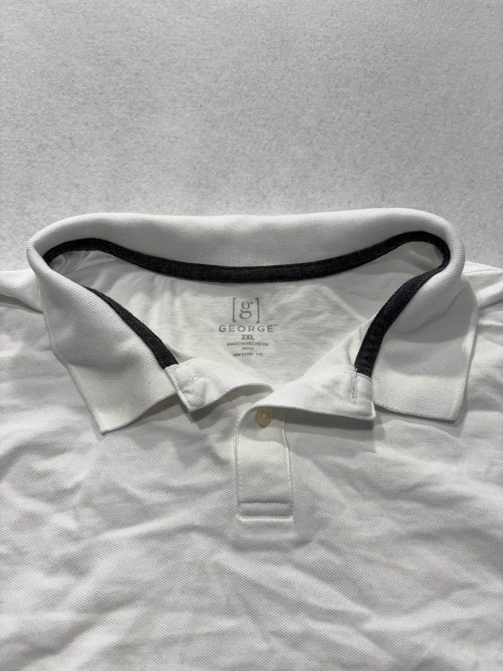 George Polo Shirt Mens 2XL White Stretch Knit Short Sleeve Tagless Casual