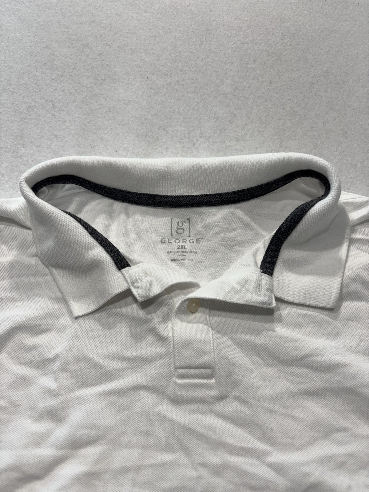 George Polo Shirt Mens 2XL White Stretch Knit Short Sleeve Tagless Casual