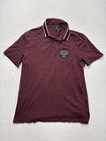Armani Exchange Polo Shirt Mens Medium Red Logo Patch Striped Collar Knit