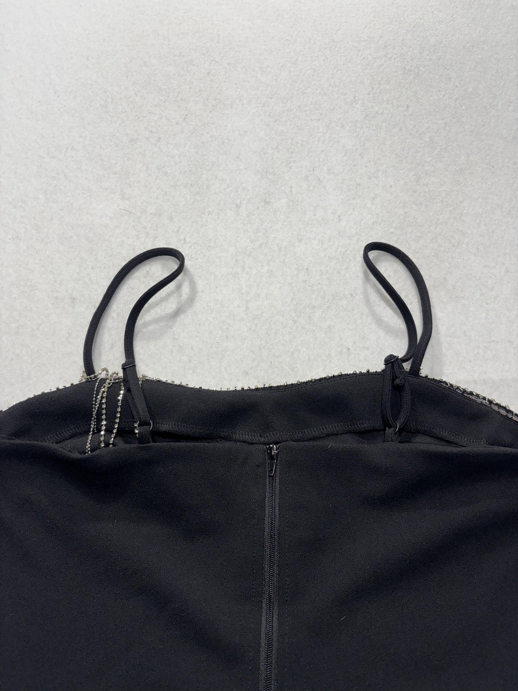 Sincerely Jules Tank Womens Medium Black Rhinestone Fringe Square Neck Cami