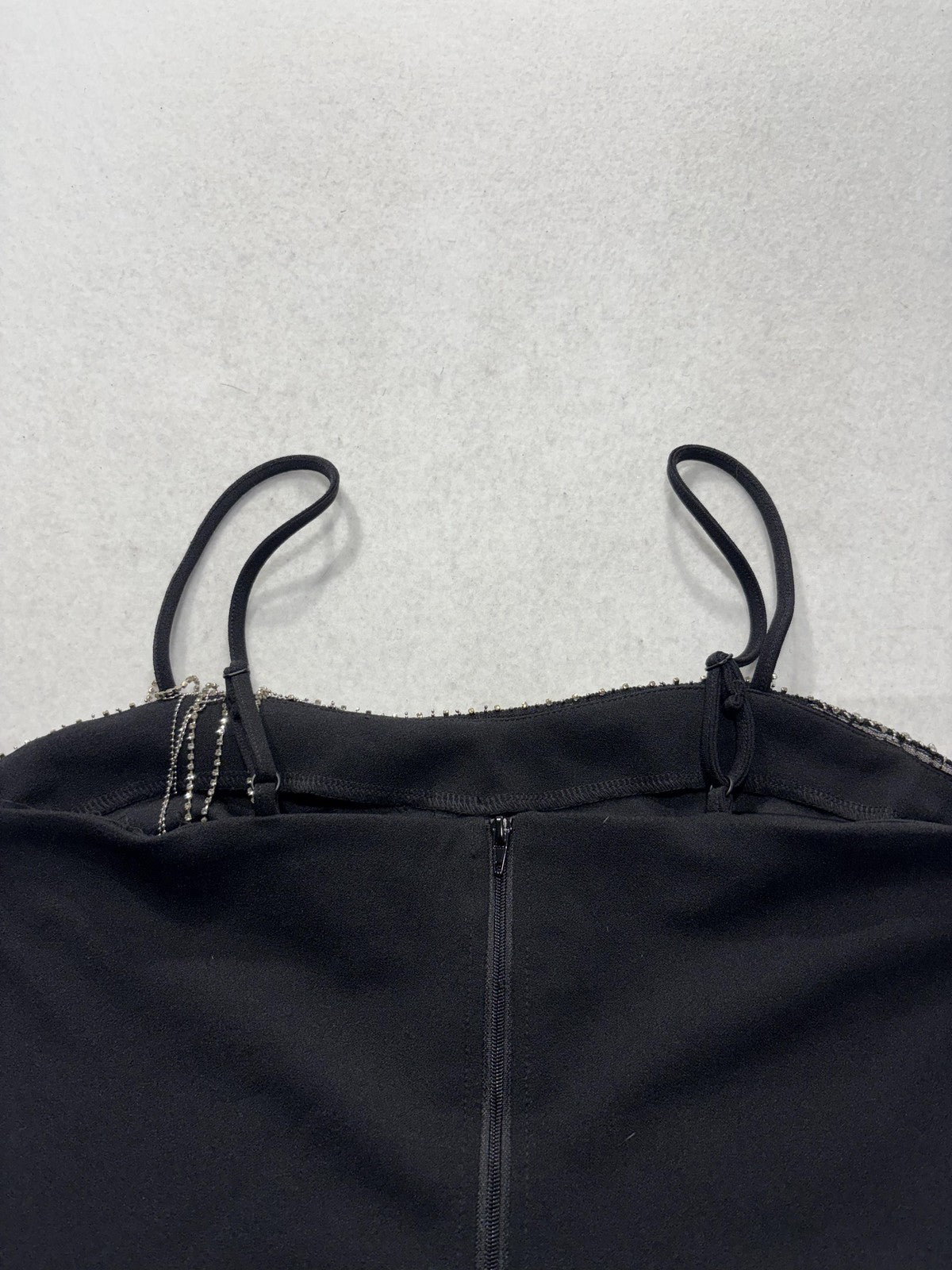 Sincerely Jules Tank Womens Medium Black Rhinestone Fringe Square Neck Cami
