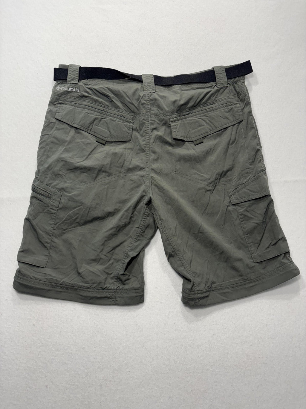 Columbia Omni-Shade Shorts Mens 34 Green Belted Cargo Hiking Quick Dry Outdoor