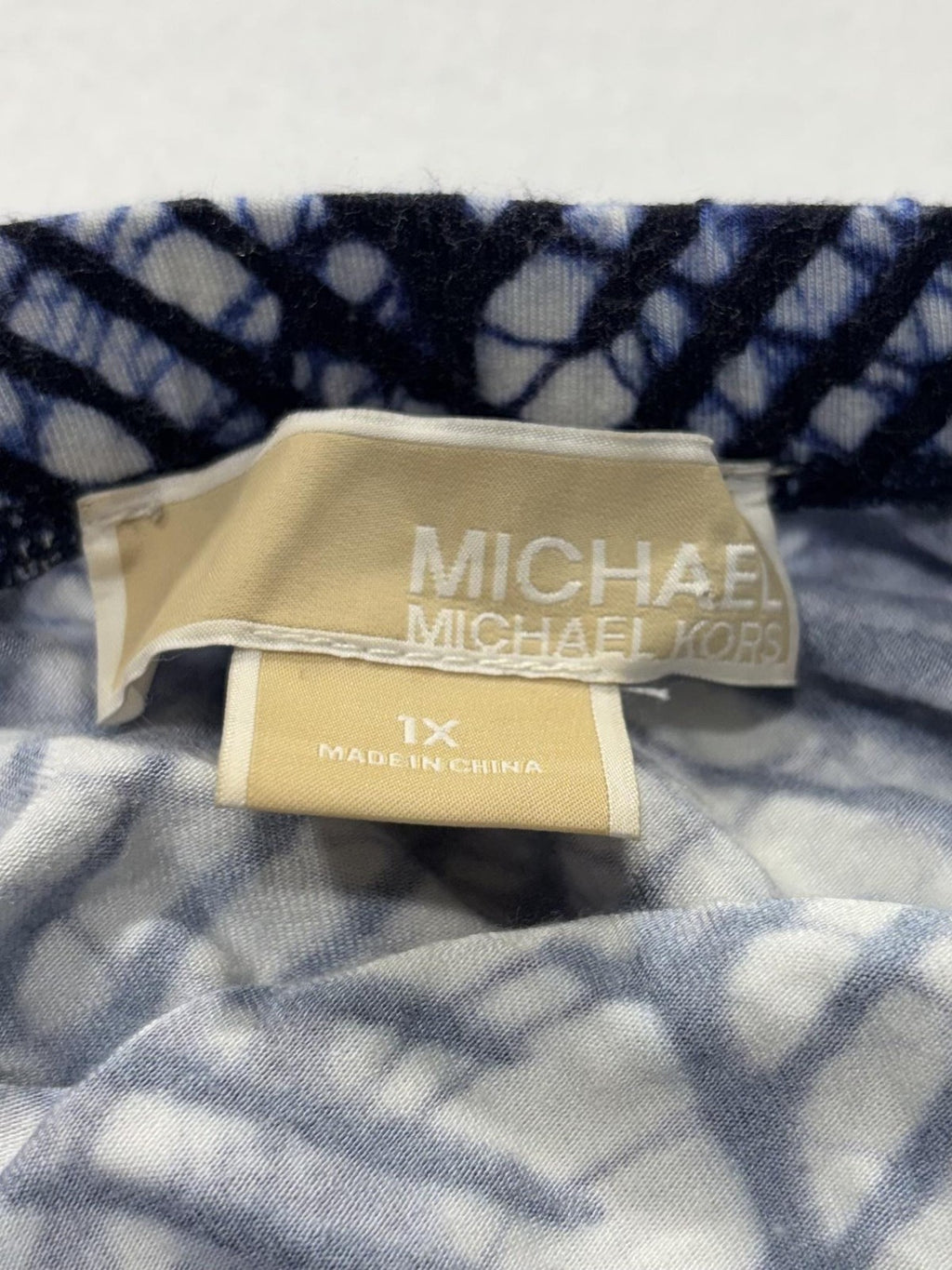 MICHAEL Michael Kors Skirt Womens 1X Plus Blue Geometric Print Maxi Long Jersey