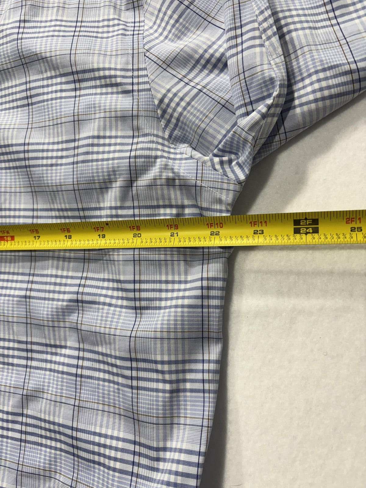Michael Kors Dress Shirt Mens Large Blue Plaid Long Sleeve Non Iron Stretch