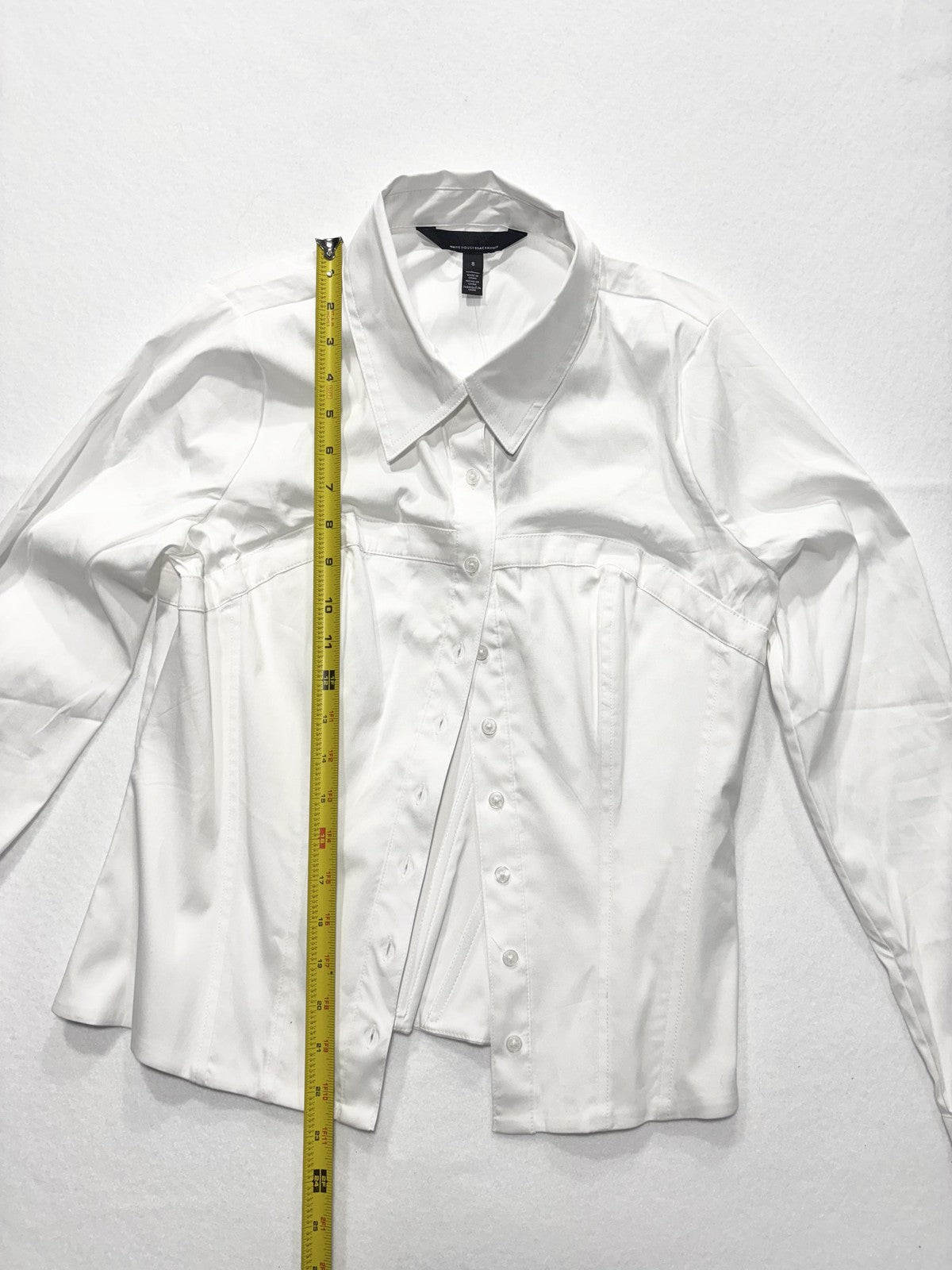 White House Black Market Button Up Shirt Womens 8 White Corset Poplin Top